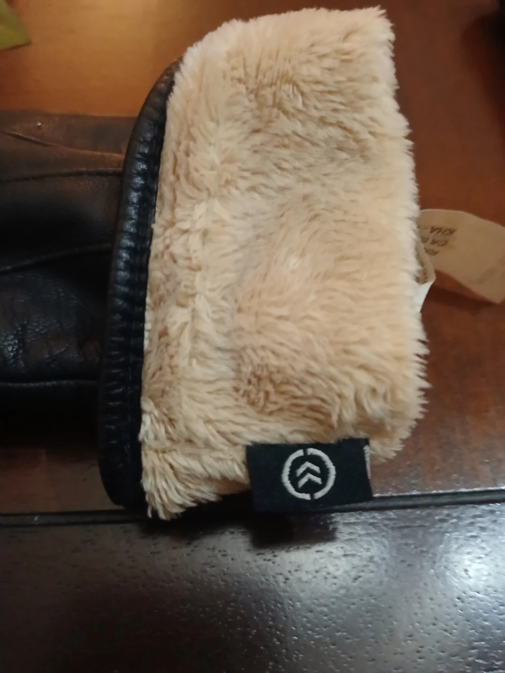 Vintage Black Leather Women's Gloves Size Small Faux Sherpa Lining